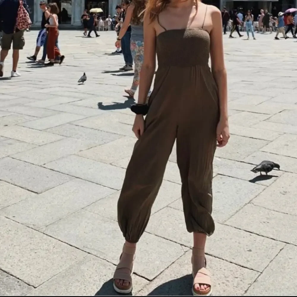 urban outfitters uo smocked tie strap jumpsuit women xsmall xs - Picture 9 of 11